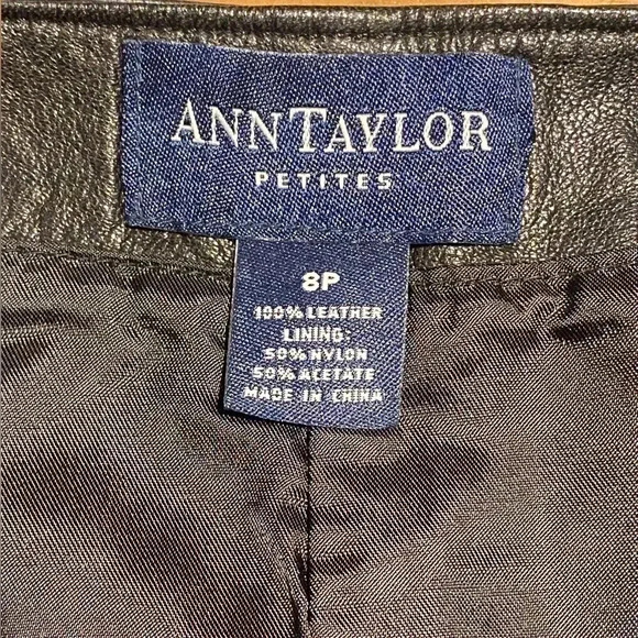Ann Taylor Black Leather Knee Length Skirt, size 8P - Picture 5 of 9